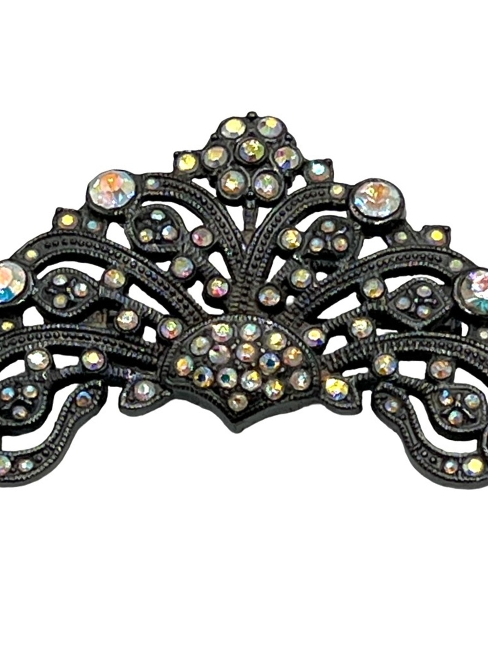 1990’s Victorian Revival Silvertone AB Rhinestone Brooch/Pin